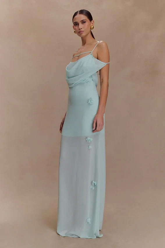 Rosalie Floral Chiffon Maxi Dress – Lagoon Rosalie Floral Chiffon Maxi Dress – Lagoon