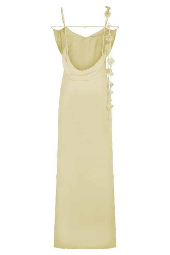 Rosalie Floral Chiffon Maxi Dress – Pastel Lemon Rosalie Floral Chiffon Maxi Dress – Pastel Lemon