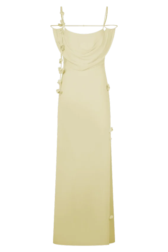 Rosalie Floral Chiffon Maxi Dress – Pastel Lemon Rosalie Floral Chiffon Maxi Dress – Pastel Lemon