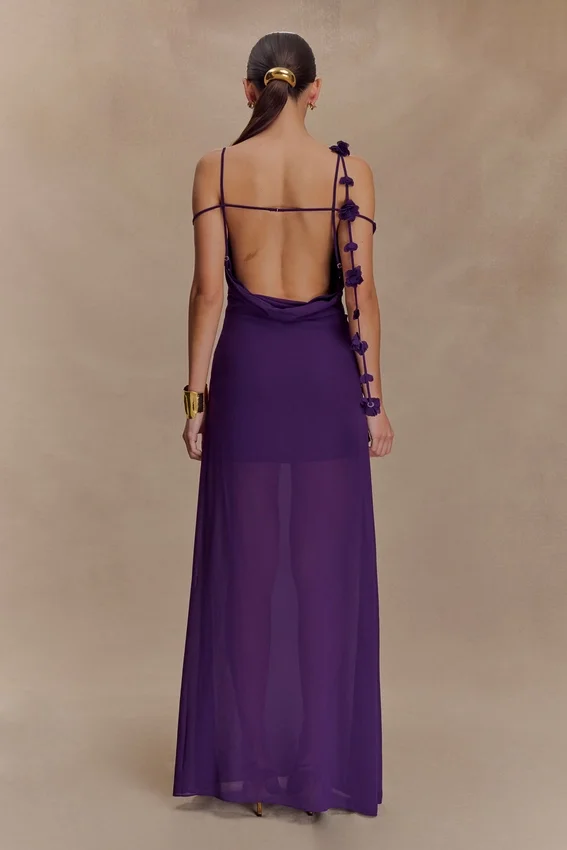 Rosalie Floral Chiffon Maxi Dress – Purple Rosalie Floral Chiffon Maxi Dress – Purple