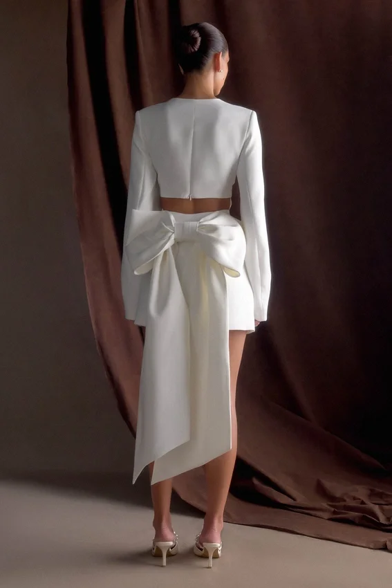 Rosanna Suiting Bow Mini Dress – Ivory Rosanna Suiting Bow Mini Dress – Ivory