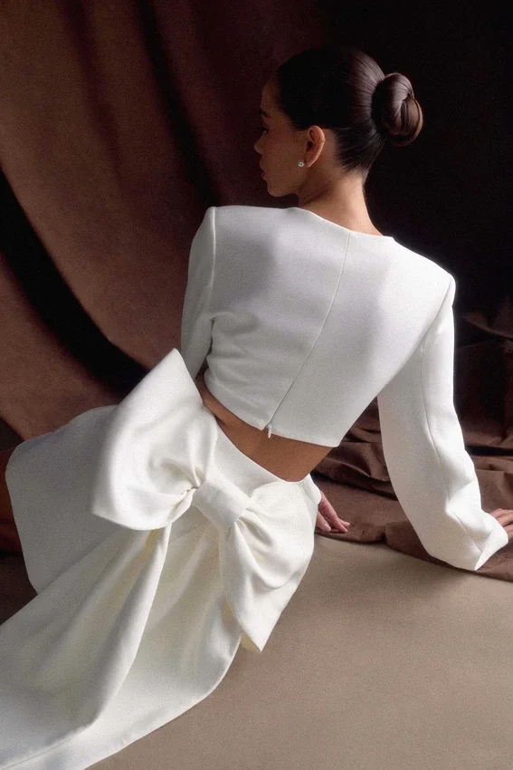 Rosanna Suiting Bow Mini Dress – Ivory Rosanna Suiting Bow Mini Dress – Ivory