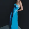 Rosella Satin Strapless Maxi Dress – Cyan Blue Rosella Satin Strapless Maxi Dress – Cyan Blue