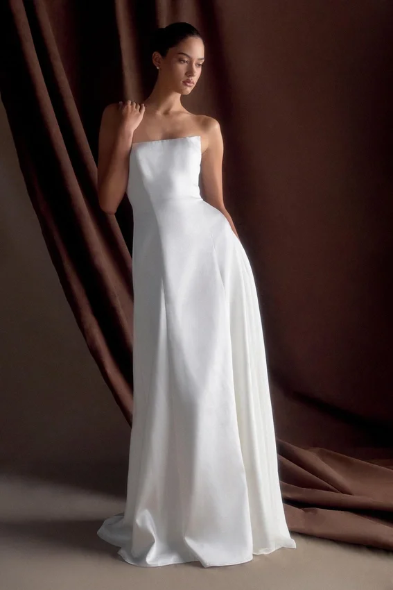 Rosella Satin Strapless Maxi Dress – White Rosella Satin Strapless Maxi Dress – White