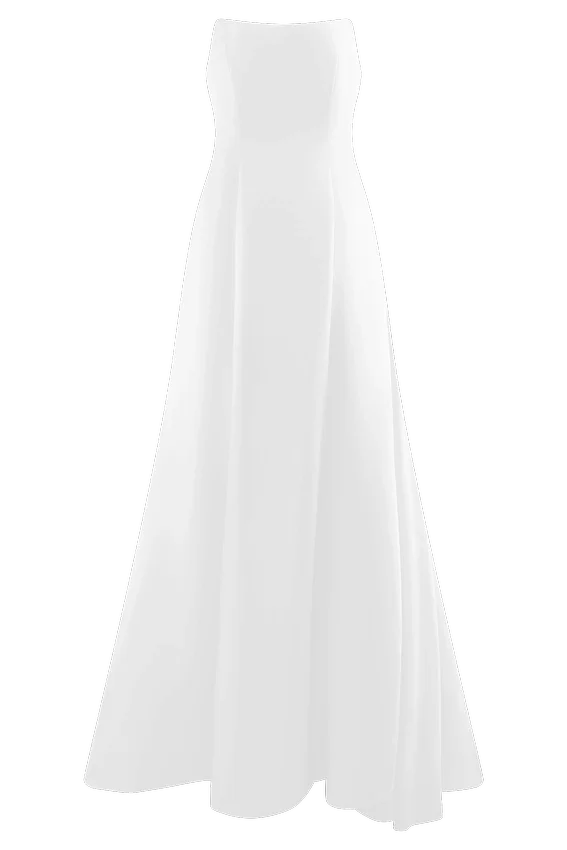 Rosella Satin Strapless Maxi Dress – White Rosella Satin Strapless Maxi Dress – White