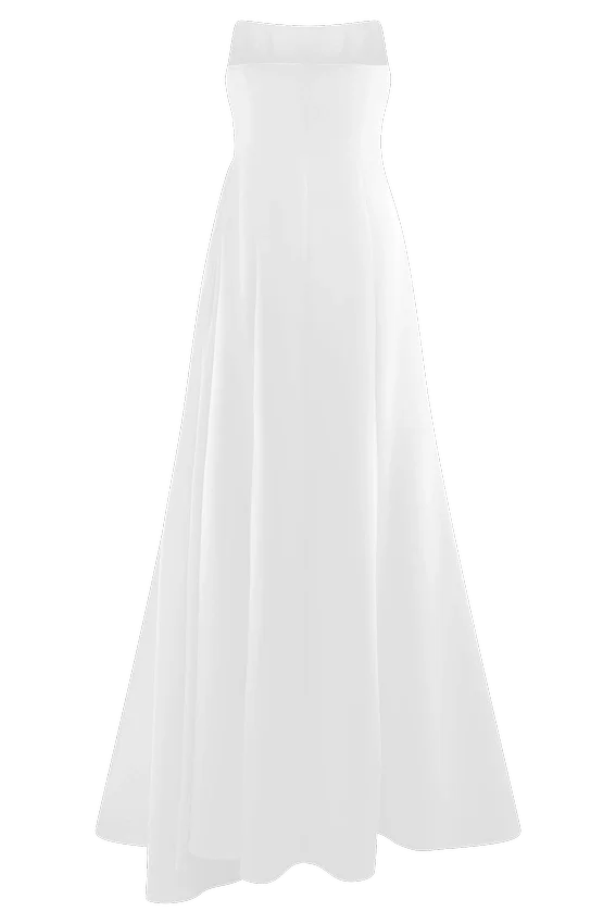Rosella Satin Strapless Maxi Dress – White Rosella Satin Strapless Maxi Dress – White
