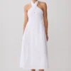 Rosie Linen Halter Midi Dress – White Rosie Linen Halter Midi Dress – White