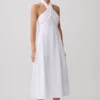 Rosie Linen Halter Midi Dress – White Rosie Linen Halter Midi Dress – White