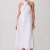 Rosie Linen Halter Midi Dress – White Rosie Linen Halter Midi Dress – White