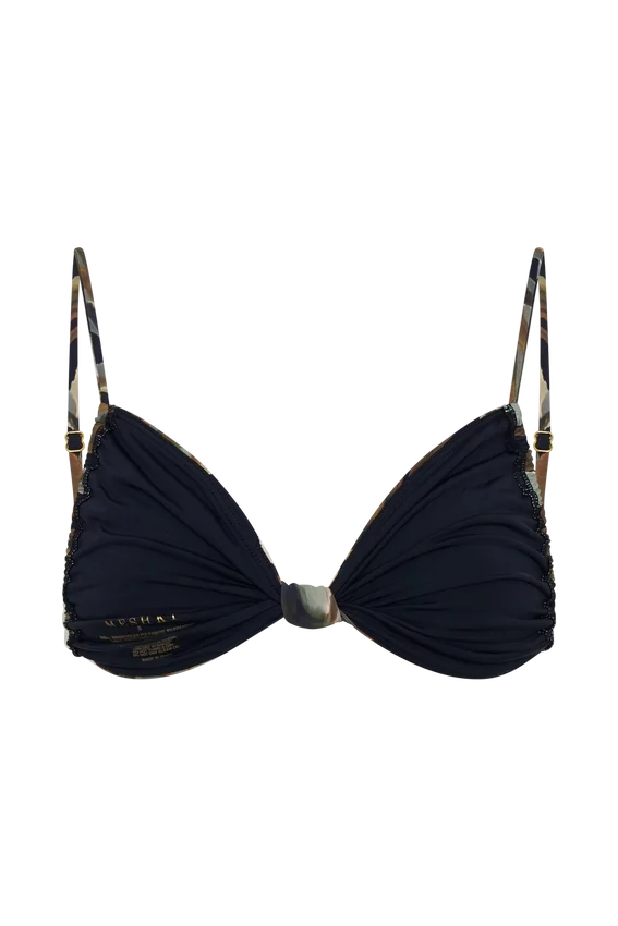 Rosmunda Ruched Bikini Top – Green Fluid Reverie Print Rosmunda Ruched Bikini Top – Green Fluid Reverie Print