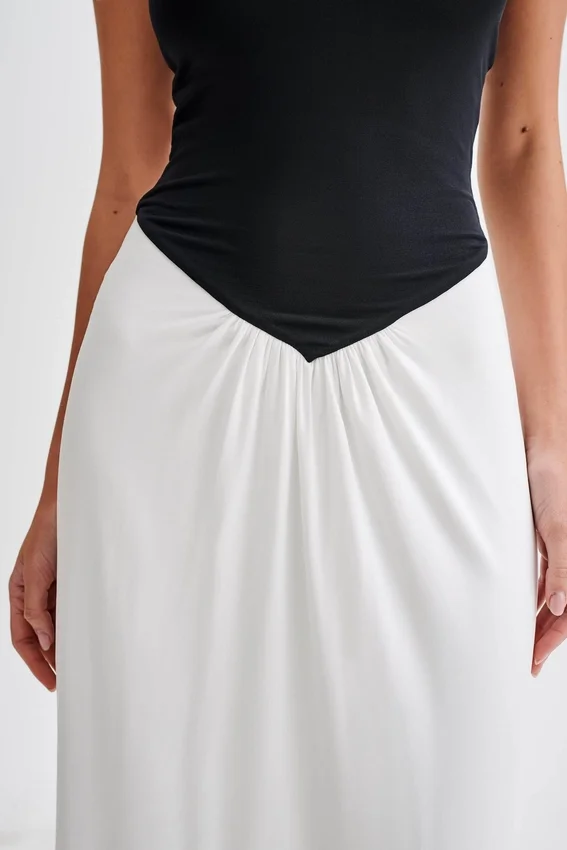 Ruby Strapless Slinky Maxi Dress – Black/White Ruby Strapless Slinky Maxi Dress – Black/White