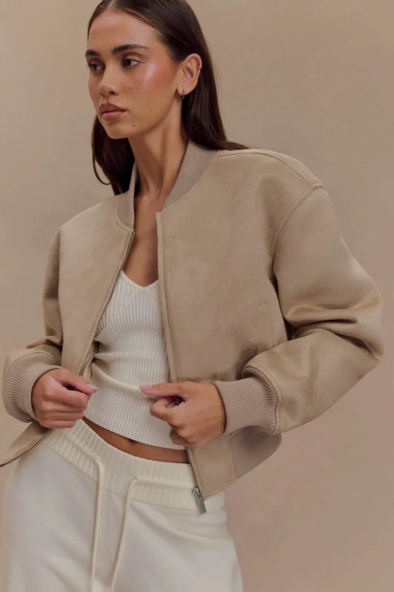 Rudy Suede Bomber Jacket – Sand Rudy Suede Bomber Jacket – Sand