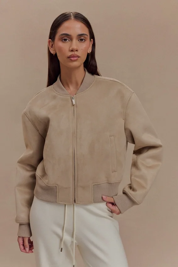 Rudy Suede Bomber Jacket – Sand Rudy Suede Bomber Jacket – Sand