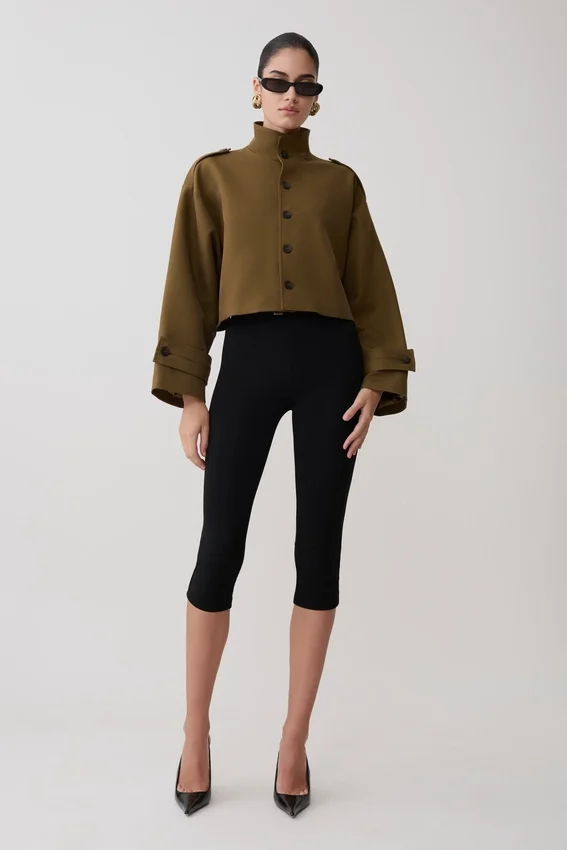 Rue Funnel Neck Bomber Jacket – Khaki Rue Funnel Neck Bomber Jacket – Khaki