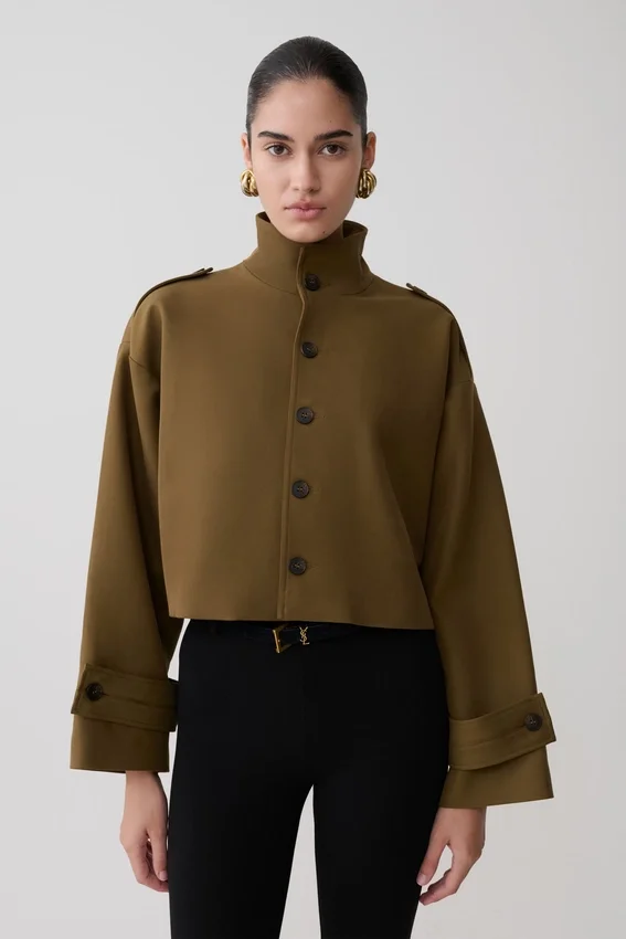 Rue Funnel Neck Bomber Jacket – Khaki Rue Funnel Neck Bomber Jacket – Khaki