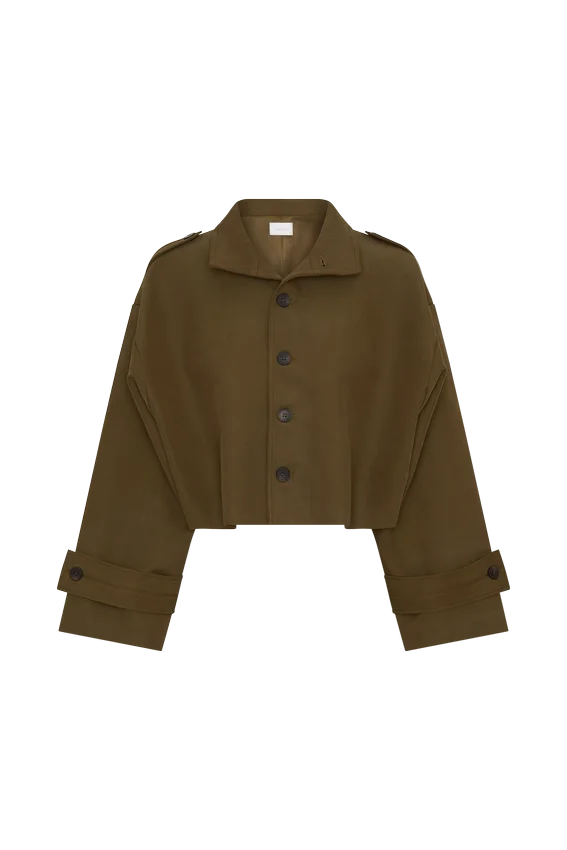 Rue Funnel Neck Bomber Jacket – Khaki Rue Funnel Neck Bomber Jacket – Khaki