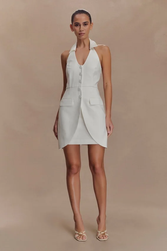 Ruth Cotton Halter Mini Dress – Ivory Ruth Cotton Halter Mini Dress – Ivory