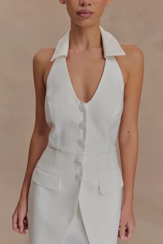 Ruth Cotton Halter Mini Dress – Ivory Ruth Cotton Halter Mini Dress – Ivory