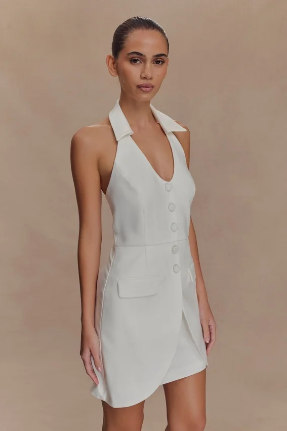Ruth Cotton Halter Mini Dress – Ivory Ruth Cotton Halter Mini Dress – Ivory