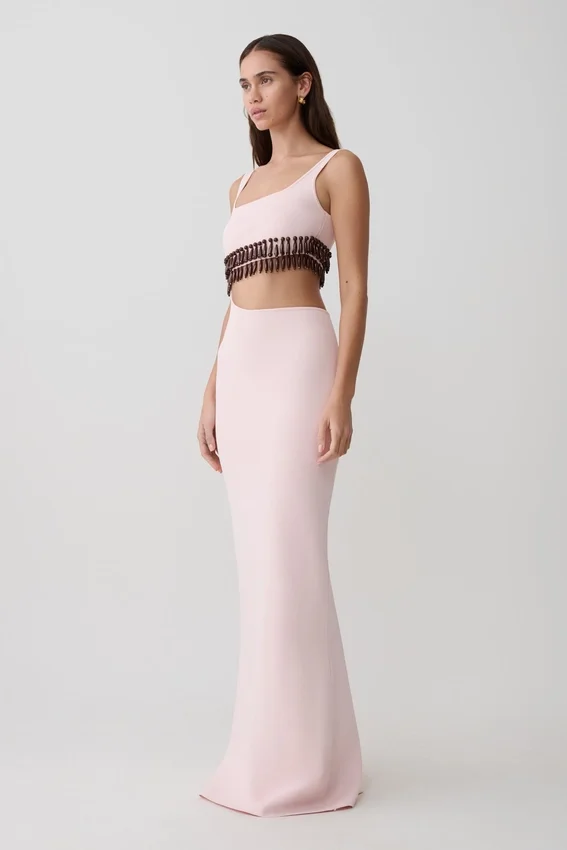 Ruvic Knit Maxi Beaded Dress – Baby Pink Ruvic Knit Maxi Beaded Dress – Baby Pink