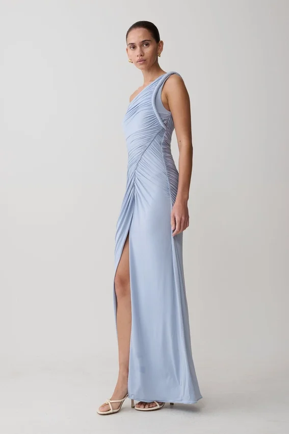 Ryn Twisted One Shoulder Maxi Dress – Sky Blue Ryn Twisted One Shoulder Maxi Dress – Sky Blue