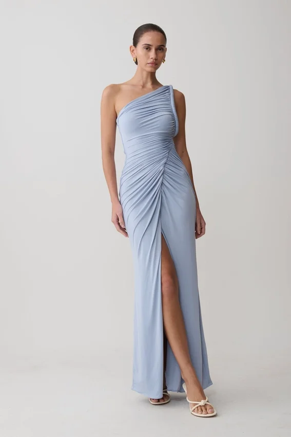Ryn Twisted One Shoulder Maxi Dress – Sky Blue Ryn Twisted One Shoulder Maxi Dress – Sky Blue