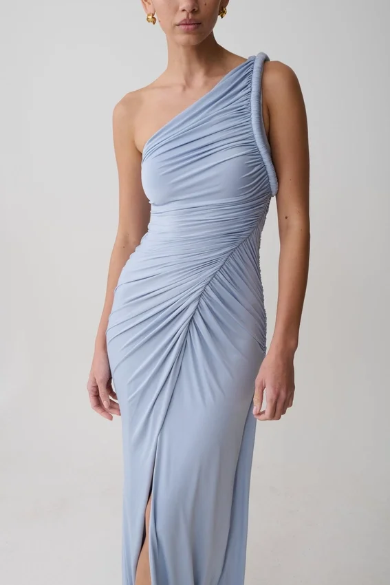 Ryn Twisted One Shoulder Maxi Dress – Sky Blue Ryn Twisted One Shoulder Maxi Dress – Sky Blue