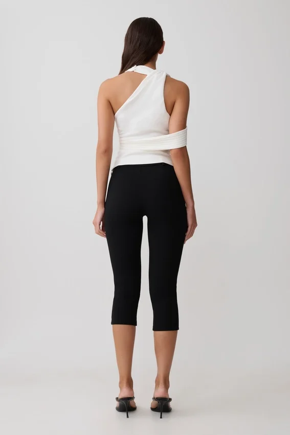 Sable Crossover Crepe Halter Top – White Sable Crossover Crepe Halter Top – White