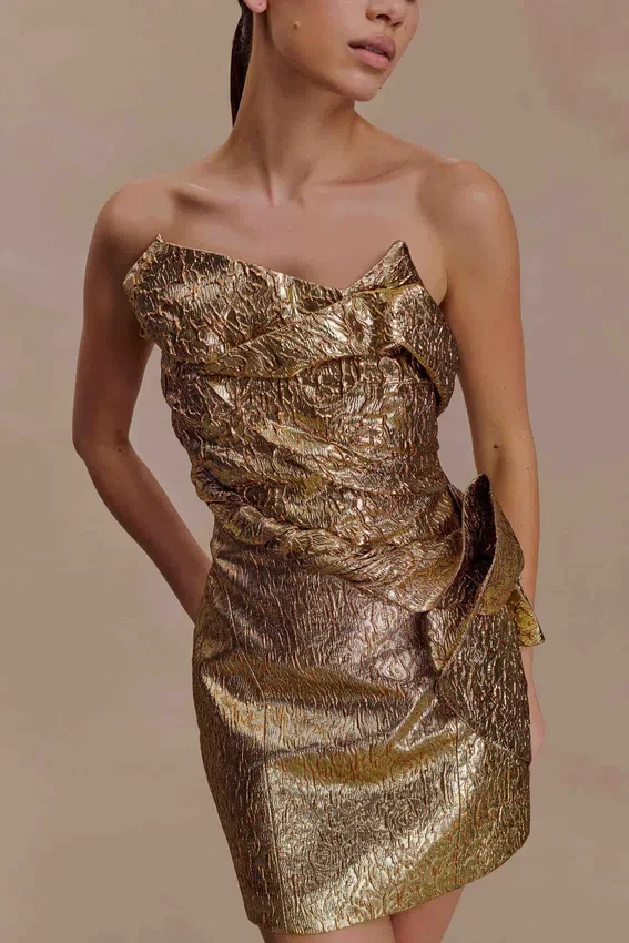 Sadie Structured Mini Dress – Gold Sadie Structured Mini Dress – Gold