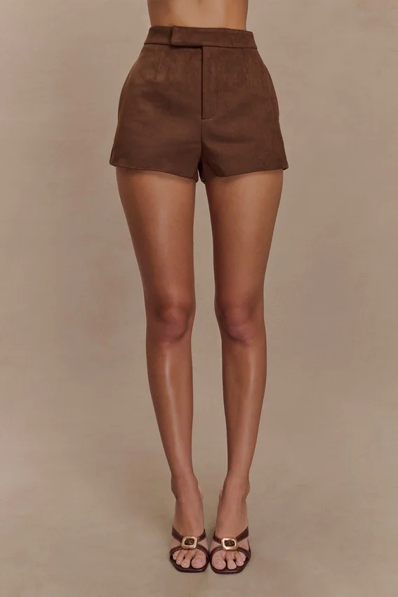 Sally Faux Suede Short – Milk Chocolate Sally Faux Suede Short – Milk Chocolate