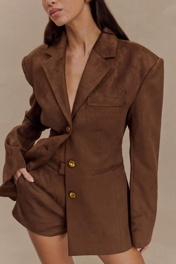 Sally Faux Suede Short – Milk Chocolate Sally Faux Suede Short – Milk Chocolate