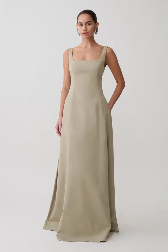 Salma Drop Waist Cotton Maxi Dress – Sage Salma Drop Waist Cotton Maxi Dress – Sage