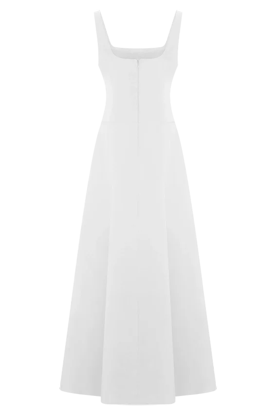 Salma Drop Waist Cotton Maxi Dress – White Salma Drop Waist Cotton Maxi Dress – White