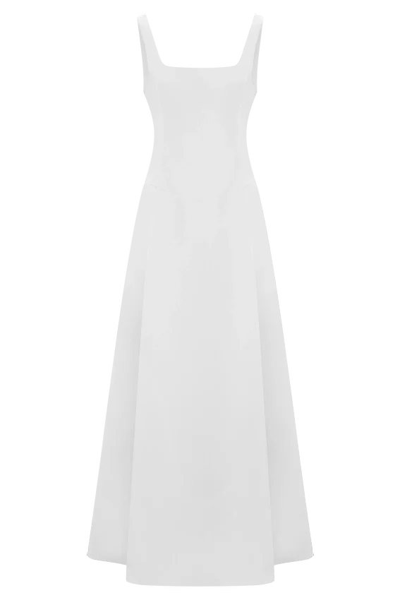 Salma Drop Waist Cotton Maxi Dress – White Salma Drop Waist Cotton Maxi Dress – White