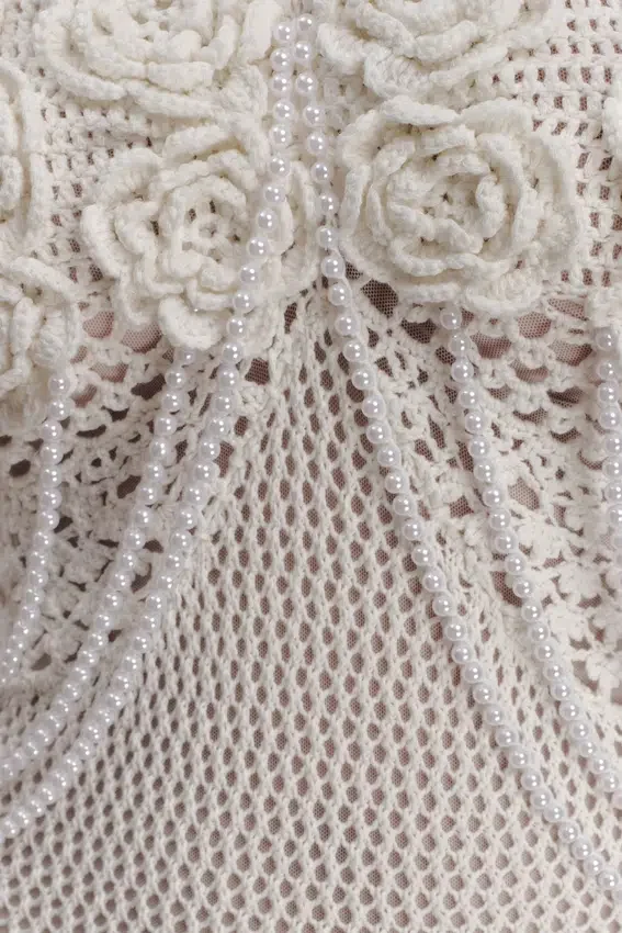 Samantha Crochet Midi Dress With Flowers – Ivory Samantha Crochet Midi Dress With Flowers – Ivory