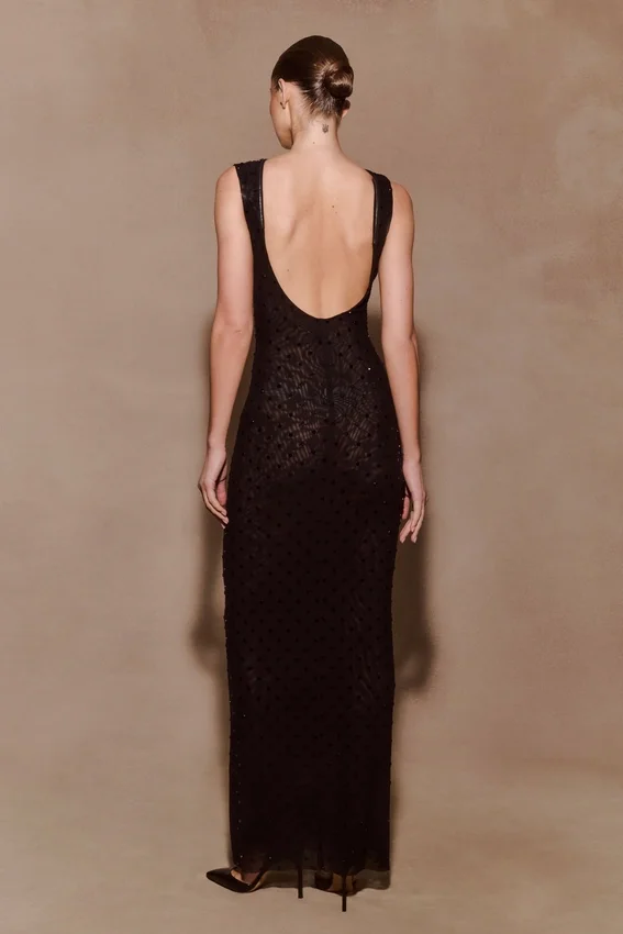 Samara Sleeveless Diamante Maxi Dress – Black Samara Sleeveless Diamante Maxi Dress – Black