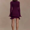 Samira Knit Long Sleeve Mini Dress – Plum