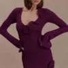 Samira Knit Long Sleeve Mini Dress – Plum