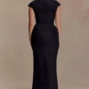 Saphira Shirt Corset Maxi Dress – Black