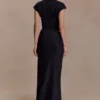 Saphira Shirt Corset Maxi Dress – Black