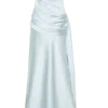 Sarah Strapless Maxi Dress With Waist Tie – Ice Blue