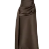 Sarah Strapless Maxi Dress With Waist Tie – Mocha