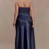 Sarah Strapless Maxi Dress With Waist Tie – Navy