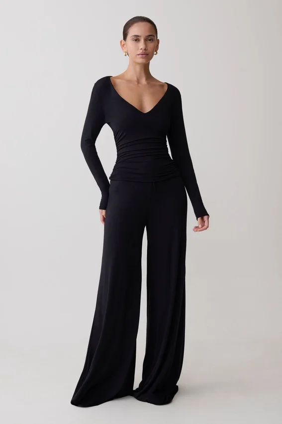 Sari Long Sleeve Modal Top – Black Sari Long Sleeve Modal Top – Black