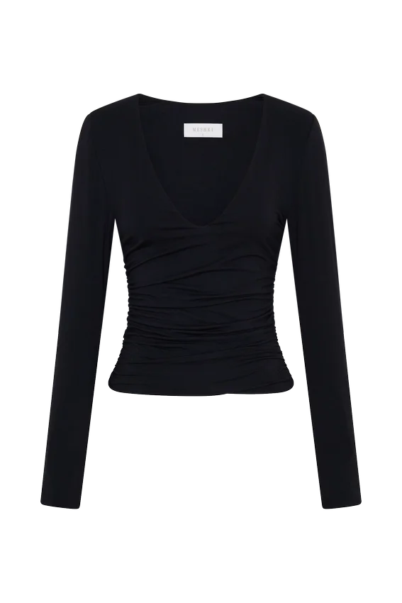 Sari Long Sleeve Modal Top – Black Sari Long Sleeve Modal Top – Black