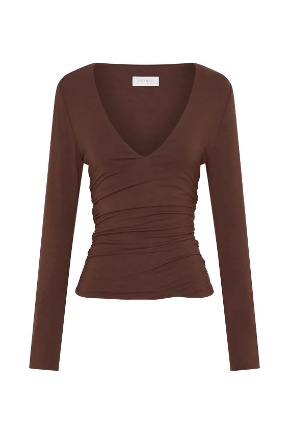 Sari Long Sleeve Modal Top – Chocolate Sari Long Sleeve Modal Top – Chocolate