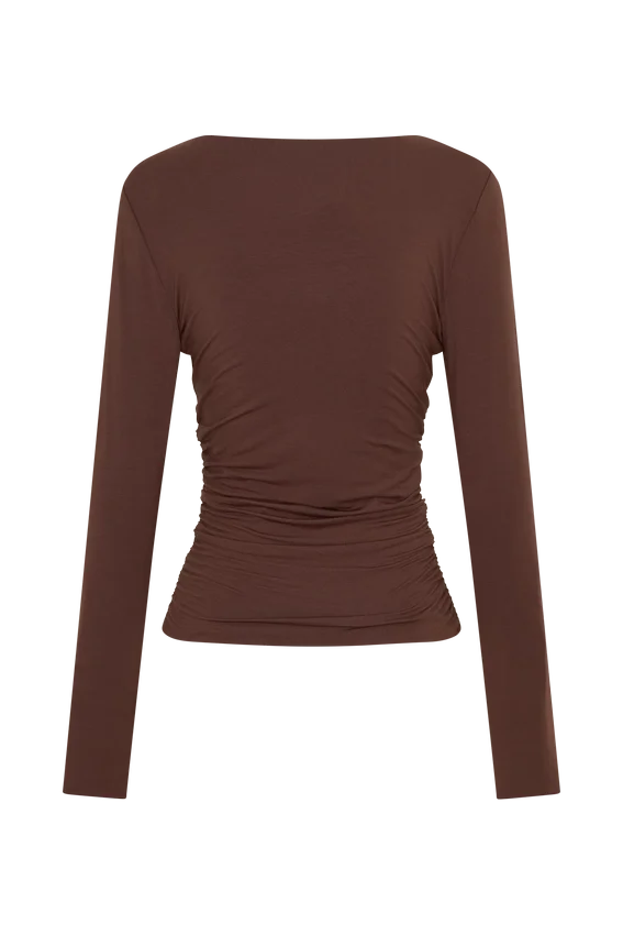 Sari Long Sleeve Modal Top – Chocolate Sari Long Sleeve Modal Top – Chocolate