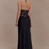 Sascha Lace And Satin Halter Maxi Dress – Black