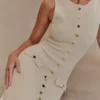 Sawyer Sleeveless Buttoned Maxi Dress – Ivory