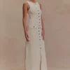 Sawyer Sleeveless Buttoned Maxi Dress – Ivory